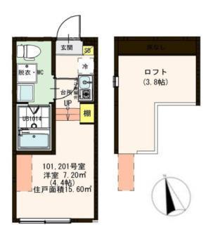 キャピタルフラワー(ワンルーム/2階)の間取り写真