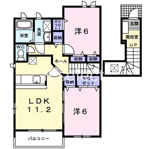 ピーノパストラルⅠ(2LDK/2階)の間取り写真