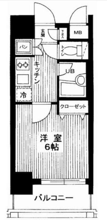 スパシエルクス府中(1K/6階)の間取り写真