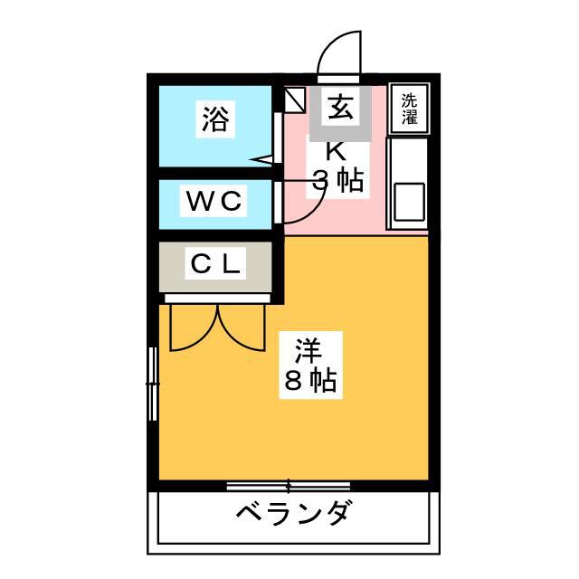 ドリーム(ワンルーム/1階)の間取り写真