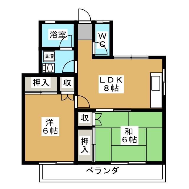 アネックス三和(2LDK/2階)の間取り写真