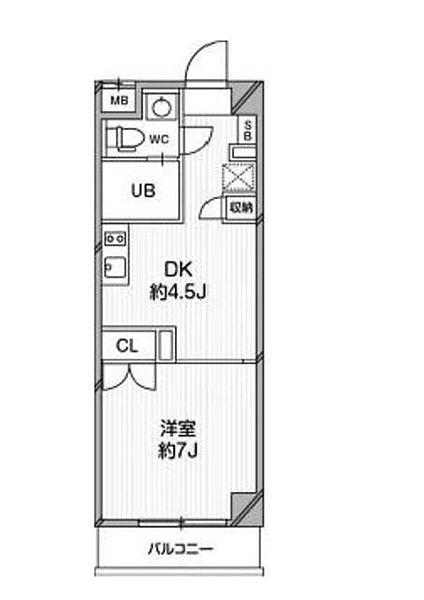 ガーデンテラス南麻布(1DK/1階)の間取り写真