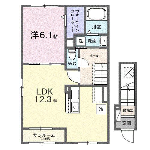 シリウス(1LDK/2階)の間取り写真