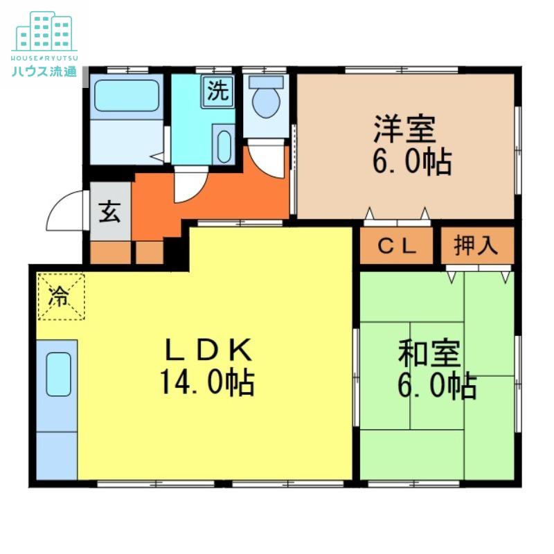 パークヒルズ桜の里H(2LDK/1階)の間取り写真