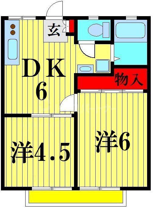 清光ハイツ(2DK/1階)の間取り写真