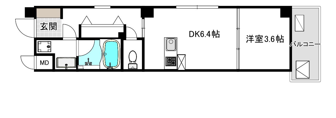 LIFEMENT GLANZ SAKAIMACHI(1DK/9階)の間取り写真