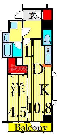 LEXE入谷(1LDK/8階)の間取り写真