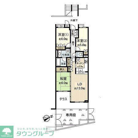 西荻窪デュープレックス(3LDK/3階)の間取り写真