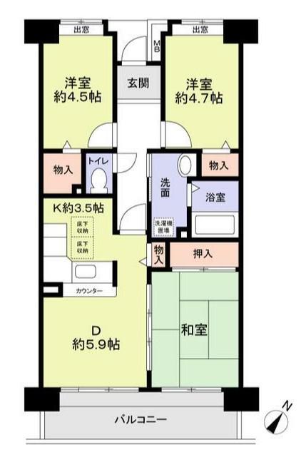 ガーデンコート清瀬3号棟 旧コーポレート清瀬駅南3号棟(3DK/2階)の間取り写真