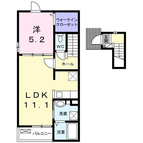 モントレ(1LDK/2階)の間取り写真