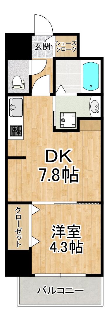ザカーム(1LDK/3階)の間取り写真