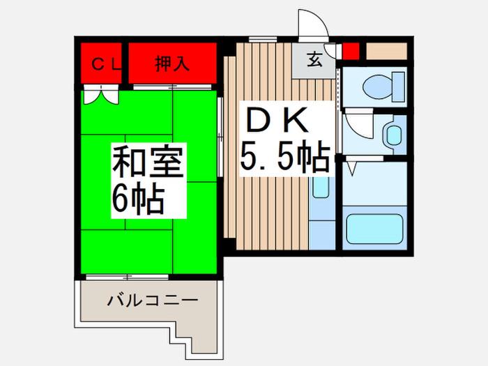 クレールいぶき(1DK/2階)の間取り写真