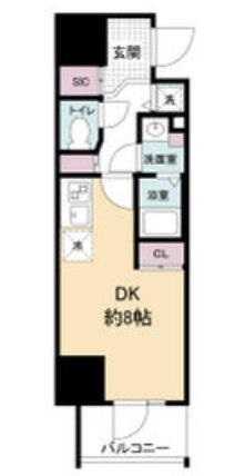 METROSA谷町六丁目ノース(ワンルーム/5階)の間取り写真