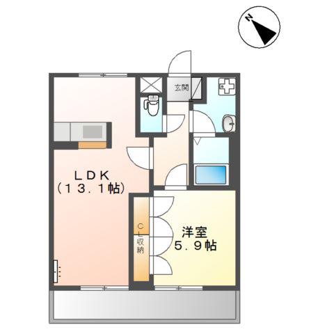 フィエスタ(1LDK/2階)の間取り写真