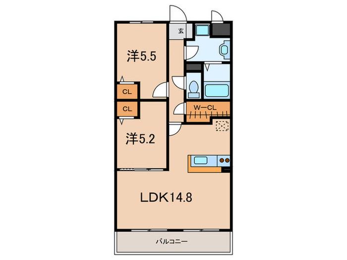 カーサ フェリース(2LDK/3階)の間取り写真