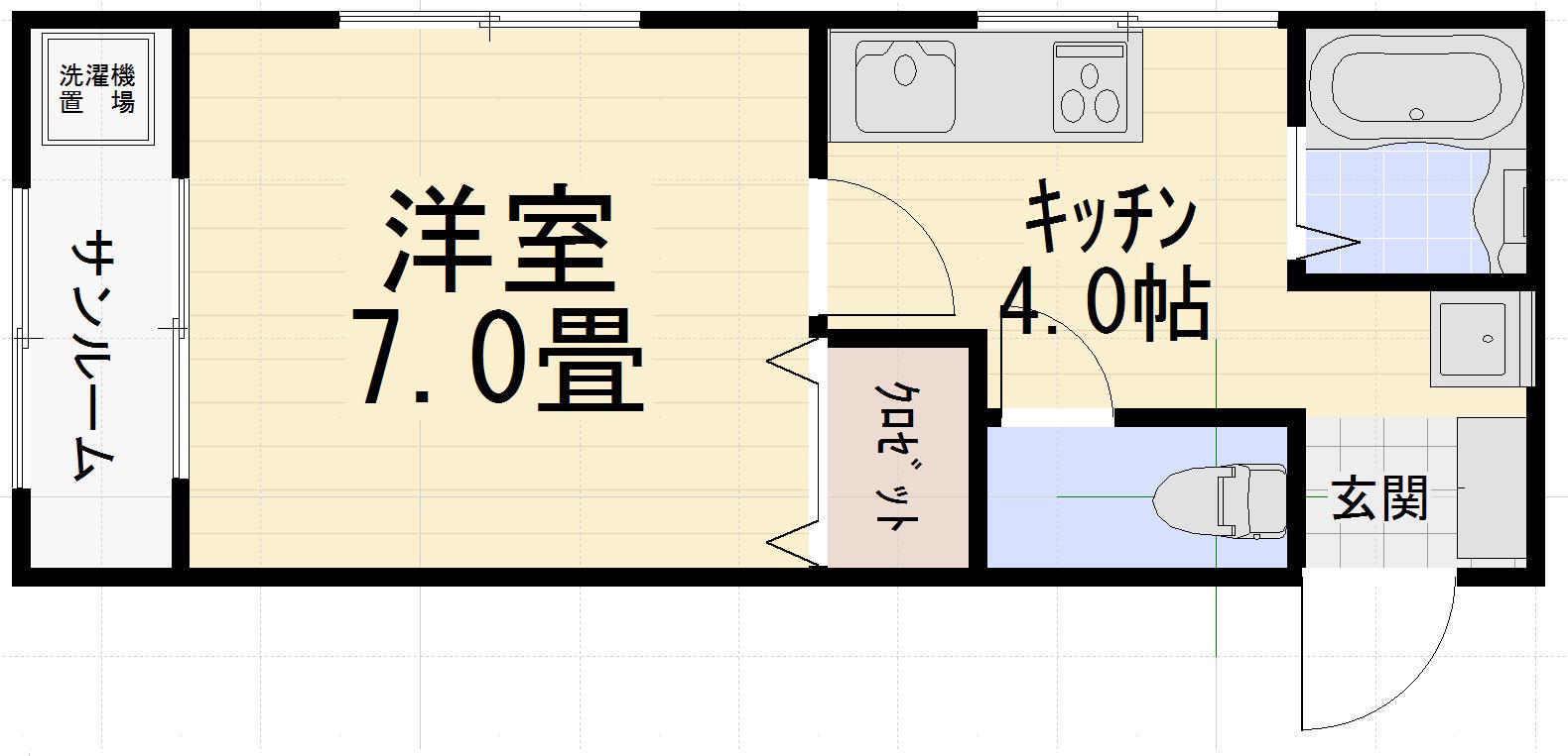 エトワール浅ノ川(1K/1階)の間取り写真