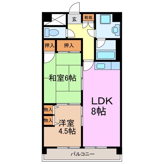 センチュリー太子(2LDK/5階)の間取り写真