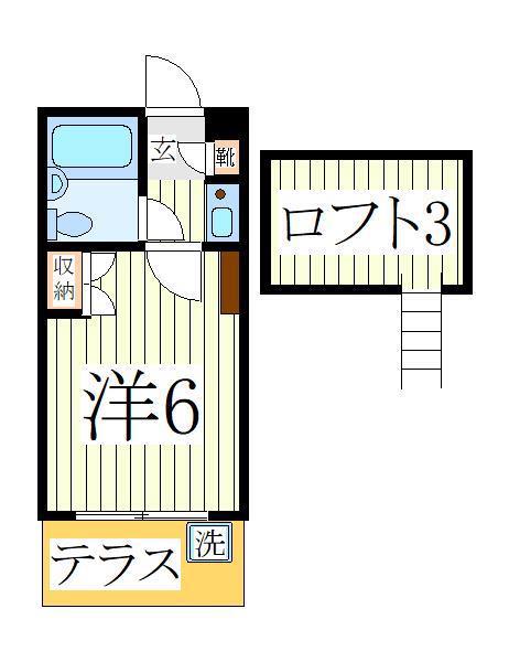 ジュネパレス我孫子第05(1K/1階)の間取り写真