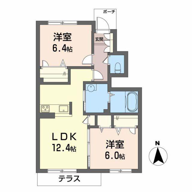 シャーメゾンNANRYU A棟(2LDK/1階)の間取り写真