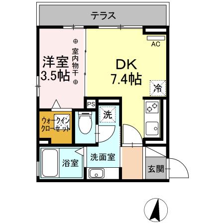 ONE URBAN PLACE(1DK/1階)の間取り写真