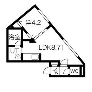 レジデンス菊水(1LDK/4階)の間取り写真