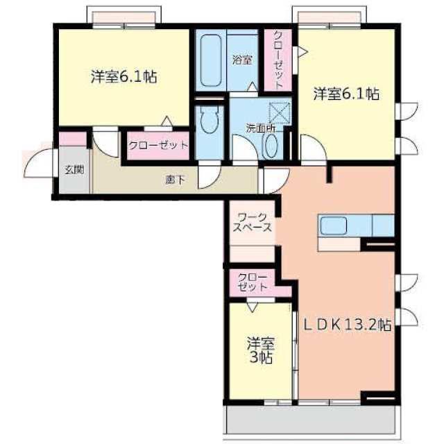パティオ福田町(3LDK/2階)の間取り写真