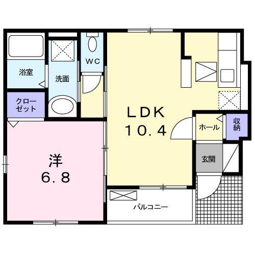 モダンKM(1LDK/1階)の間取り写真