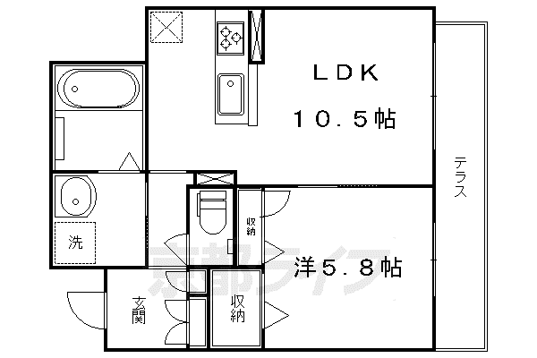 シャーメゾンエクラージュ(1LDK/1階)の間取り写真