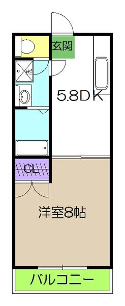 COZY COURT(1DK/2階)の間取り写真