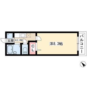 スプリングコート(1K/2階)の間取り写真