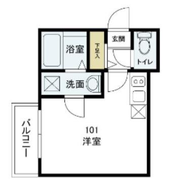 グランディール睦町(ワンルーム/1階)の間取り写真