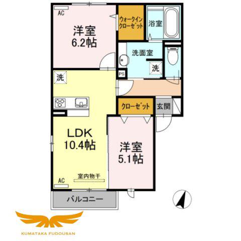 グレイスルポ A棟(2LDK/2階)の間取り写真