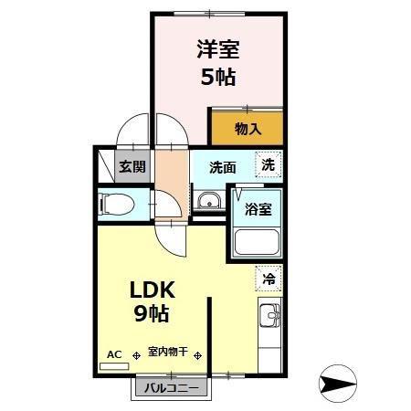 メゾンドール野添(1LDK/2階)の間取り写真