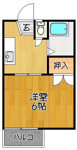 シャトースカイ(1K/1階)の間取り写真
