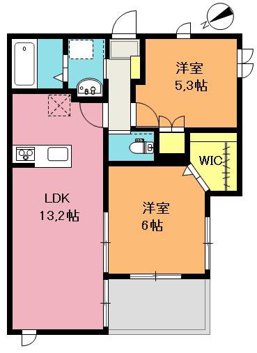グレイス エム(2LDK/2階)の間取り写真