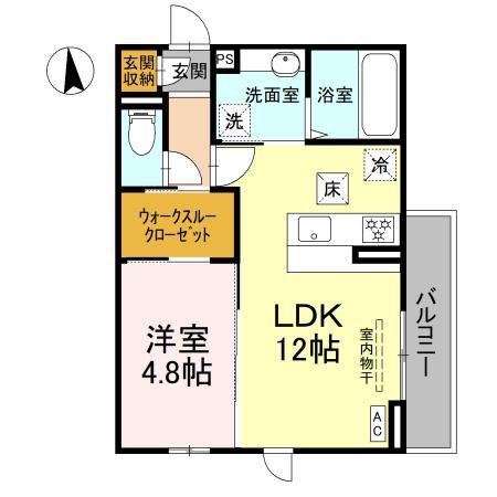 プランドール12(1LDK/1階)の間取り写真
