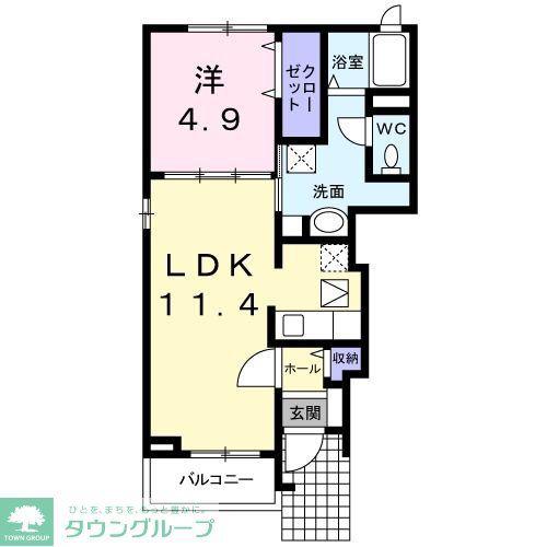 ブライトスクエア(1LDK/1階)の間取り写真