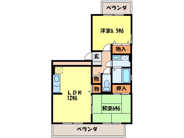 ボナール・ユー(2LDK/3階)の間取り写真