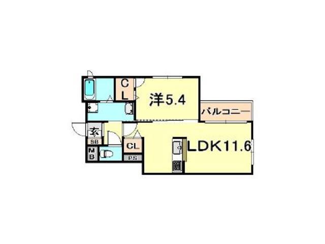 ボナール蓮宮(1LDK/2階)の間取り写真