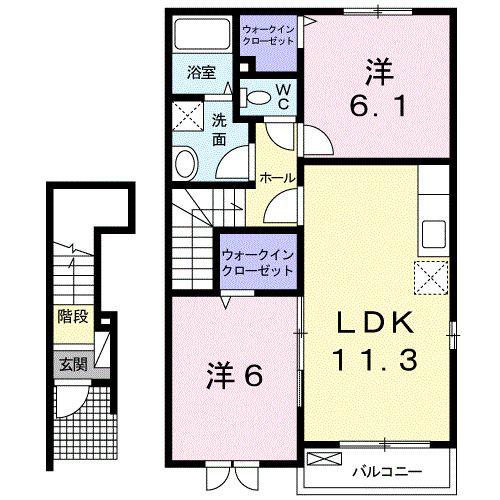 オルビエート III(2LDK/2階)の間取り写真