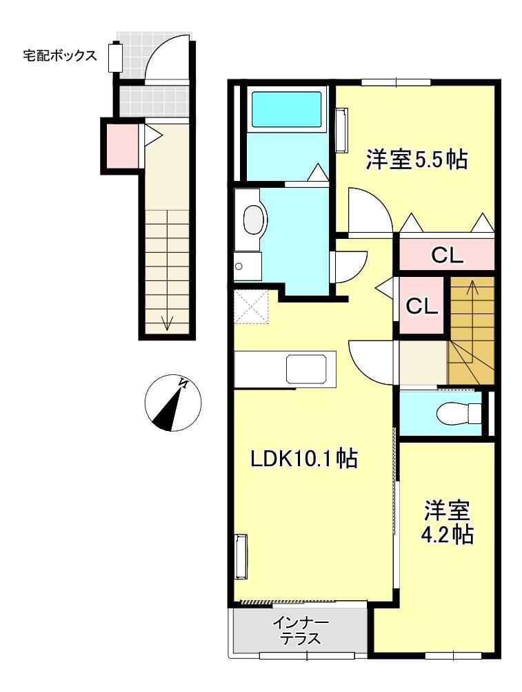 スターライト(2LDK/2階)の間取り写真