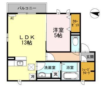 コーポミナモトIII(1LDK/1階)の間取り写真