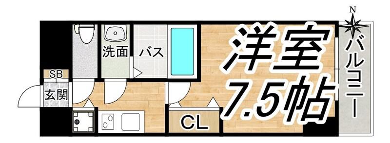 ONE ROOF FLAT FUKUSHIMA旧シャルマンフジ福島(1K/4階)の間取り写真