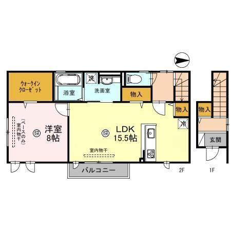 エスポワール弐番館 C棟(1LDK/2階)の間取り写真