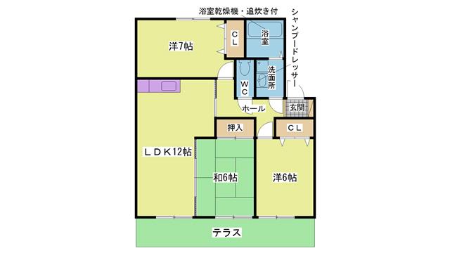 ヒルグレイス(3LDK/1階)の間取り写真