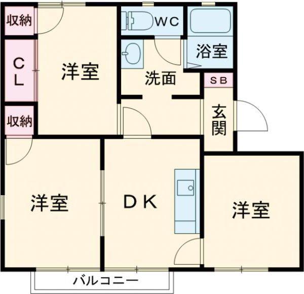 ガーデンハイツ志村 D(3DK/1階)の間取り写真