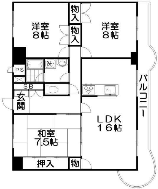YNレジデンス香里(3LDK/10階)の間取り写真