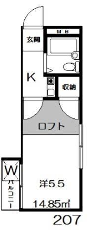 フェリオ高円寺北(1K/2階)の間取り写真
