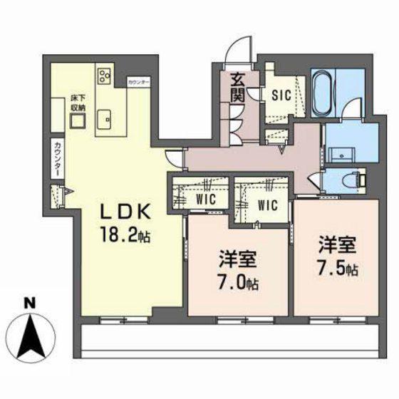 MARCIA台原(2LDK/1階)の間取り写真