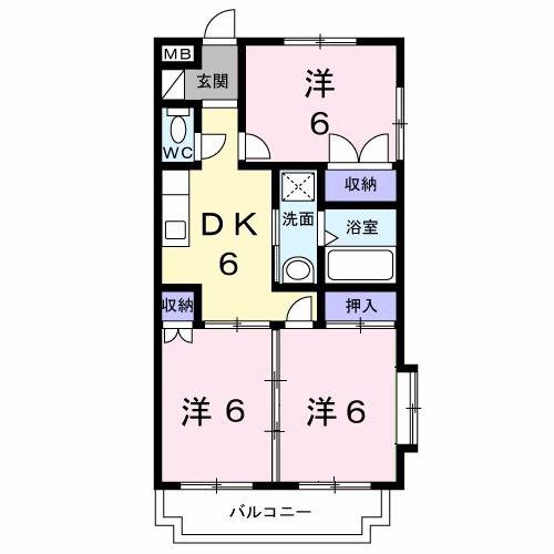 メゾンむさし野(3DK/2階)の間取り写真